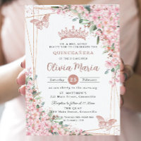Cherry Blossoms Rose Gold Schmetterlinge Quinceañe