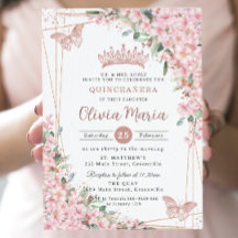 Cherry Blossoms Rose Gold Schmetterlinge Quinceañe