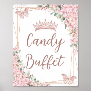 Cherry Blossoms Rose Gold Schmetterlinge Süßspeise Poster