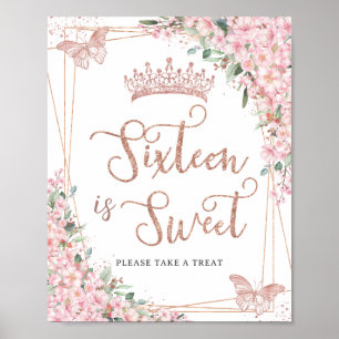 Cherry Blossoms Rose Gold Schmetterlinge Sweet Lec Poster