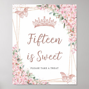 Cherry Blossoms Rose Gold Schmetterlinge Sweet Lec Poster