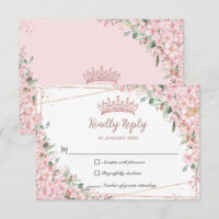 Cherry Blossoms Rose Gold Sweet 16 Quinceañera XV
