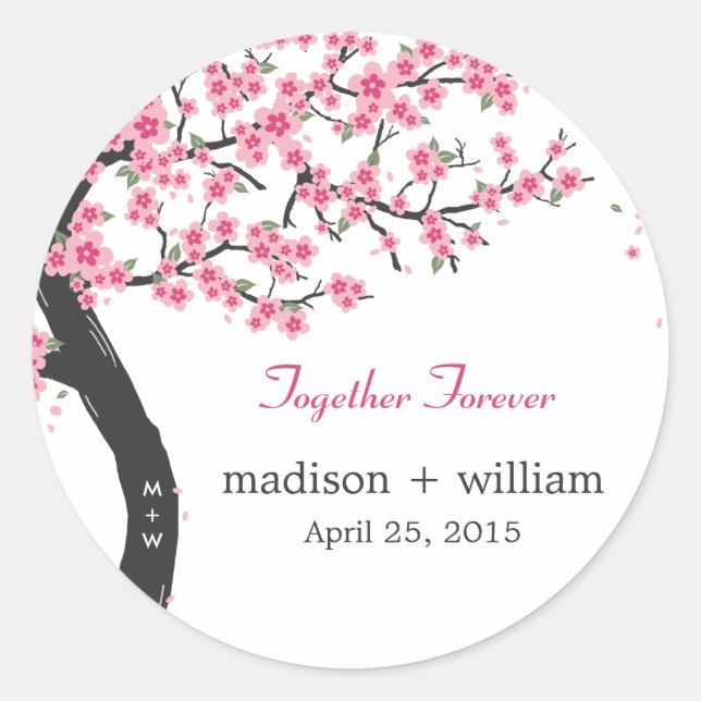 Cherry Blossoms Round Gvor Sticker (Vorderseite)