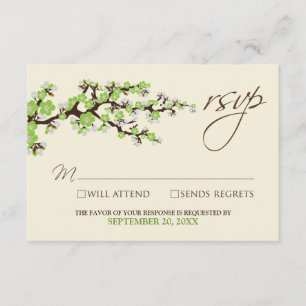 Cherry Blossoms RSVP Card (grüner Apfel) Karte