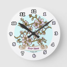 Cherry Blossoms Runde Wanduhr