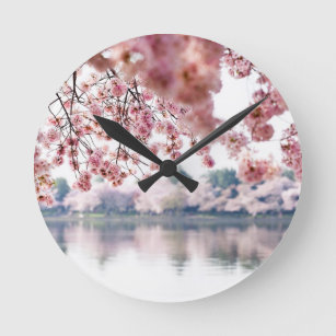 Cherry Blossoms Runde Wanduhr