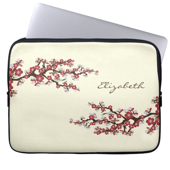 Cherry Blossoms Sakura Laptop Sleeve (rot) (Vorderseite)
