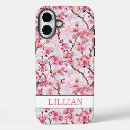 Cherry Blossoms Sakura Monogrammed iPhone 16 Plus Hülle