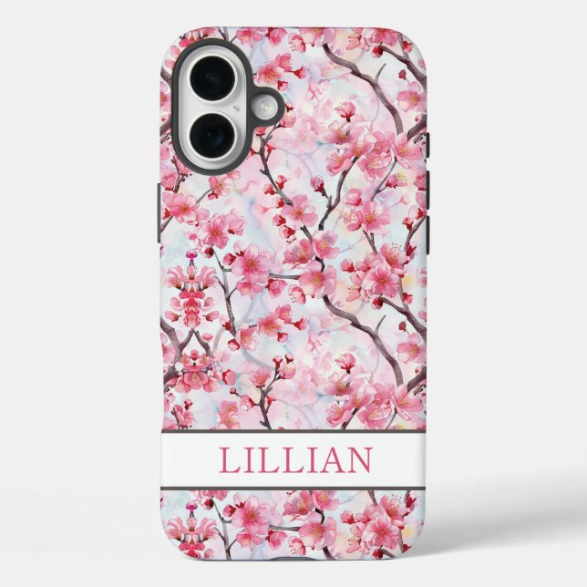 Cherry Blossoms Sakura Monogrammed Case-Mate iPhone Hülle (Rückseite)