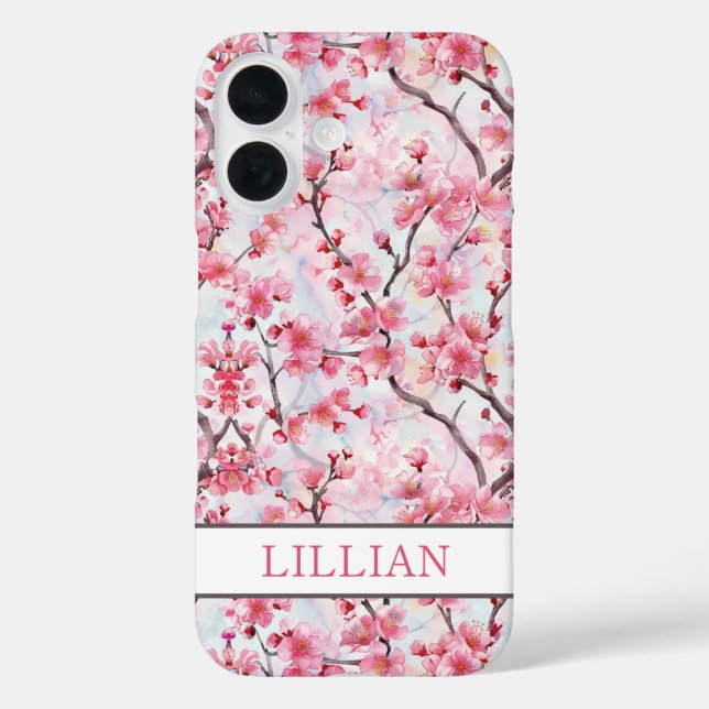 Cherry Blossoms Sakura Monogrammed Case-Mate iPhone Hülle (Rückseite)