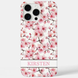 Cherry Blossoms Sakura Pattern Monogrammed iPhone 16 Pro Max Hülle