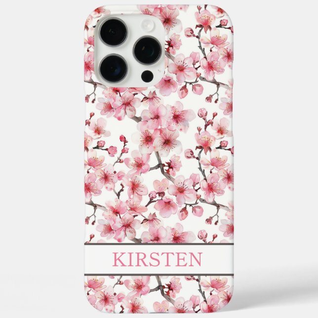 Cherry Blossoms Sakura Pattern Monogrammed Case-Mate iPhone Hülle (Rückseite)