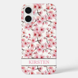Cherry Blossoms Sakura Pattern Monogrammed iPhone 16 Hülle
