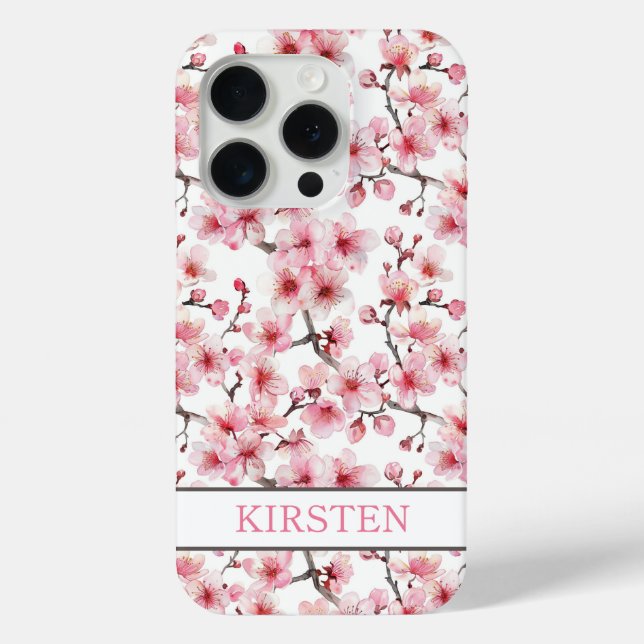 Cherry Blossoms Sakura Pattern Monogrammed Case-Mate iPhone Hülle (Rückseite)