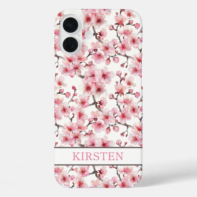 Cherry Blossoms Sakura Pattern Monogrammed Case-Mate iPhone Hülle (Rückseite)