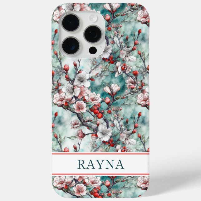 Cherry Blossoms Sakura Print Monogrammed Case-Mate iPhone Hülle (Rückseite)