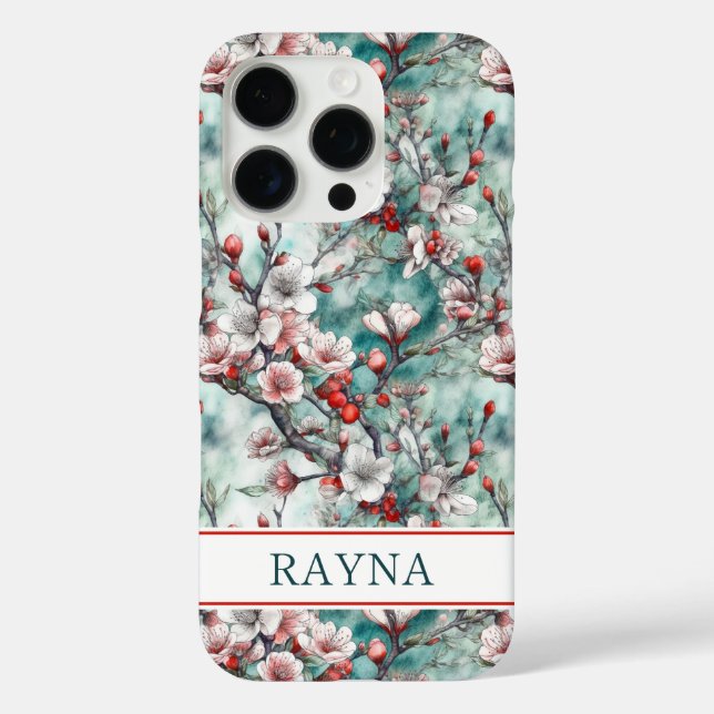 Cherry Blossoms Sakura Print Monogrammed Case-Mate iPhone Hülle (Rückseite)