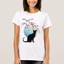 Cherry Blossoms SAKURA Vollmond Katze 3 T - Shirt
