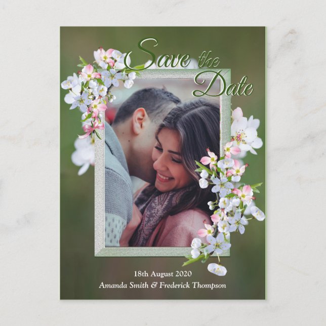 Cherry Blossoms Save the Date Ankündigungspostkarte (Vorderseite)
