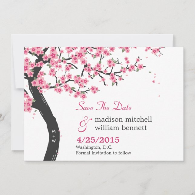 Cherry Blossoms Save the Date Card (Vorderseite)