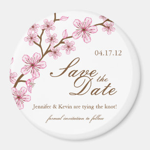 Cherry Blossoms Save the Date Wedding Magnet