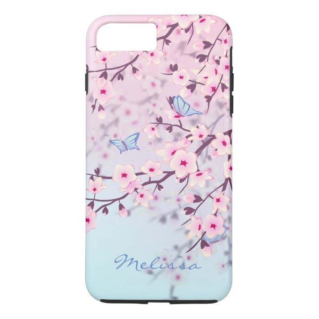 Cherry Blossoms Schmetterlinge Pastel Case-Mate iPhone Hülle (Rückseite)