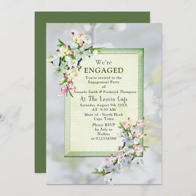 Cherry Blossoms Spring Party Einladung (Vorne/Hinten)