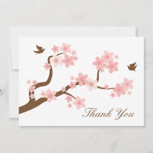 Cherry Blossoms Vielen Dank Hinweis Mitteilungskarte