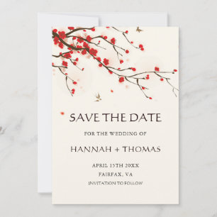 Cherry Blossoms Wasserfarbe Hochzeit speichern das Save The Date