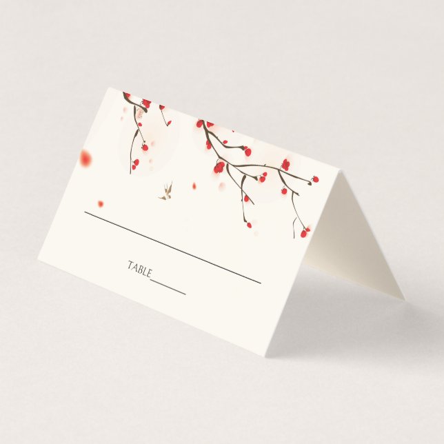 Cherry Blossoms Wasserfarbe Hochzeitsplatz (Vorderseite)