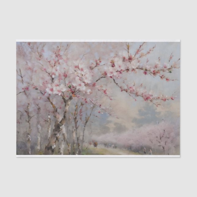 Cherry Blossoms Wasserfarbendekoupage Seidenpapier (Vorderseite)