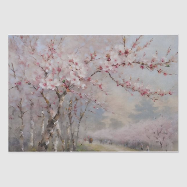 Cherry Blossoms Wasserfarbendekoupage Seidenpapier (Vorderseite)