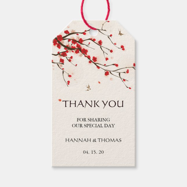 Cherry Blossoms Wasserfarbenfloral Vielen Dank Geschenkanhänger (Vorderseite)