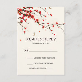 Cherry Blossoms Watercolor Floral Wedding RSVP