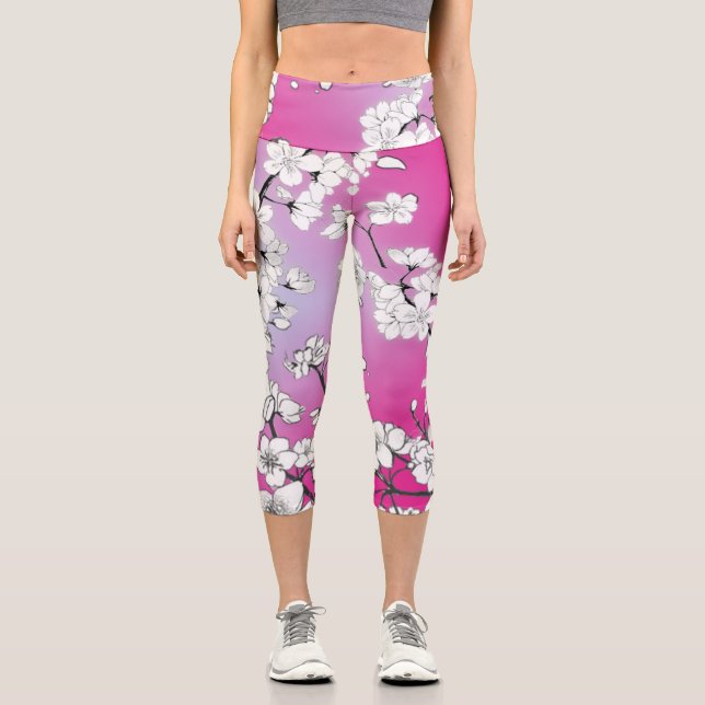 Cherry Blossoms Yoga | Haut | Sakura YOGA L Capri Leggings (Vorderseite)