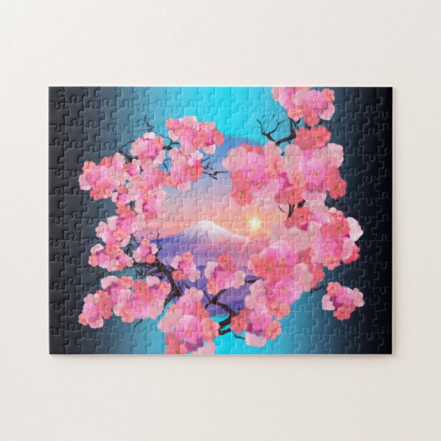 Cherry blüht auf dem Fuji Puzzle (Horizontal)