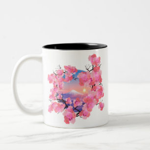 Cherry blüht auf dem Fuji Zweifarbige Tasse
