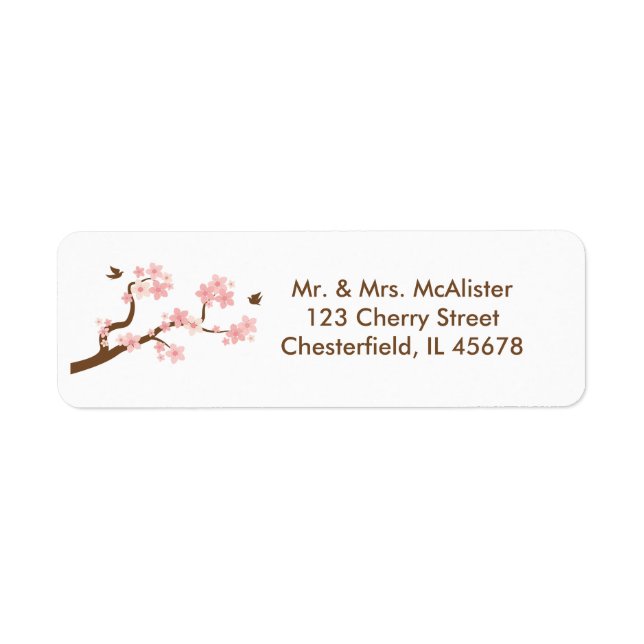 Cherry blüht auf weißem Adressetikett (Vorne)