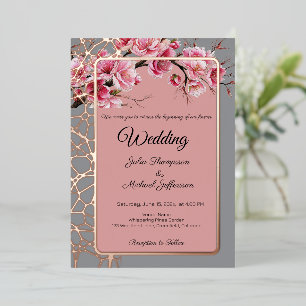 Cherry blüht die romantische Dusty-Rose Folieneinladung