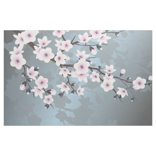 Cherry blüht floral Dusty Pink Blau Stoff (Yard (91,4 cm))