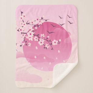 Cherry blüht japanische Landschaft Pink Sherpadecke