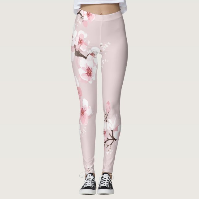Cherry blüht rosa Leggings (Vorderseite)