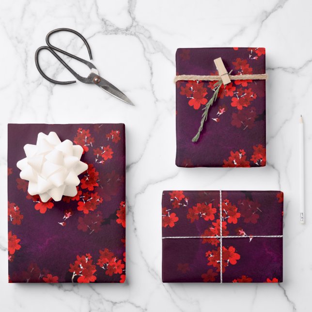 Cherry Blume 3 Geschenkpapier Set (Vorderseite)