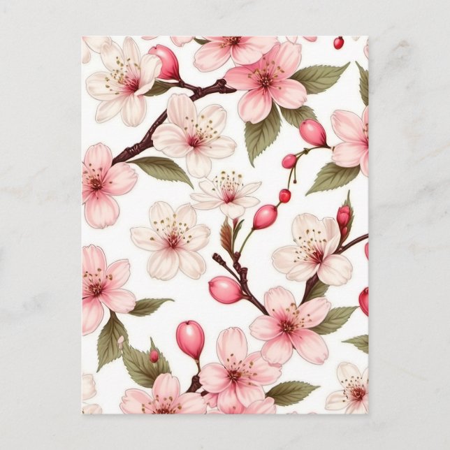 Cherry-Blume-Muster Feiertagspostkarte (Vorderseite)