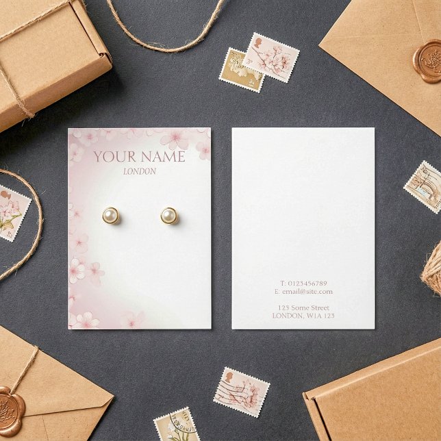 Cherry Bluse Ohrring-Display-Karte (Cherry blossom earring display card.)