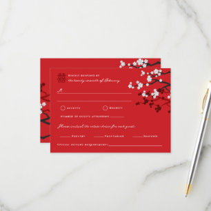 Cherry Blüten Doppelglücklichkeit Chinesische Hoch RSVP Karte