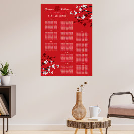 Cherry Blüten Double Xi Asian Wedding Chart Poster