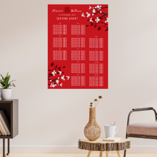 Cherry Blüten Double Xi Asian Wedding Chart Poster