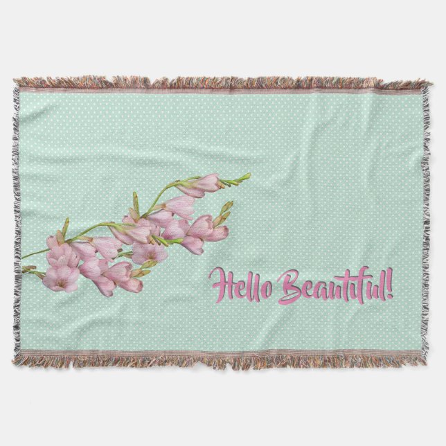 Cherry Blüten Mint Grünen Punkte Hallo schön! Decke (Vorderseite)