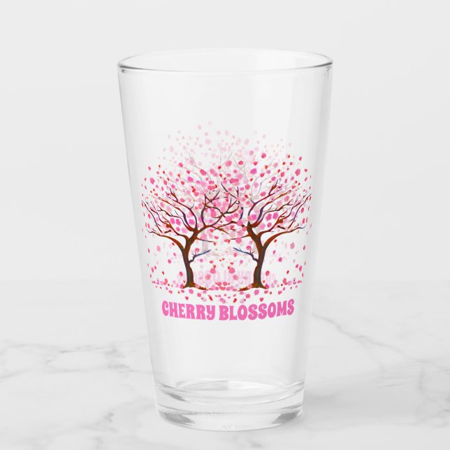 Cherry Blüten Rosa Schneeglobe Glas (Vorderseite)